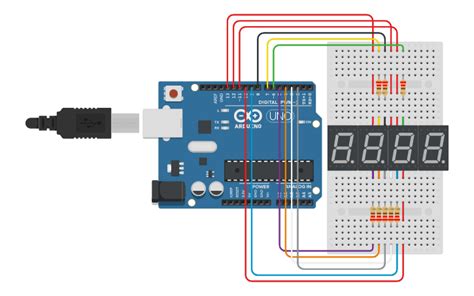 4 digit 7 segment display tinkercad